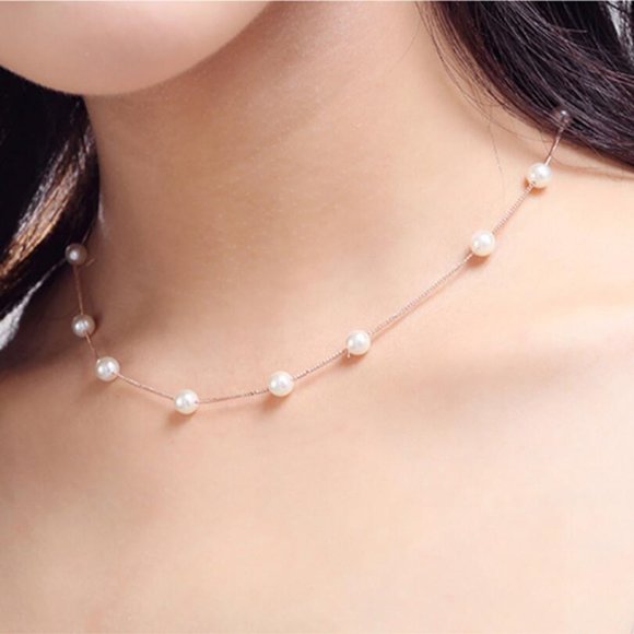 NEW 925 Sterling Silver Pearl Necklace - Picture 3 of 8